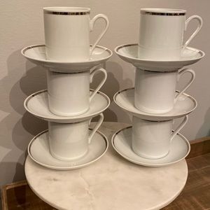 Espresso Set, Real S. Paulo Made in Brazil , white with silver trim